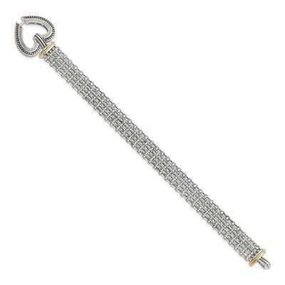 Sterling Silver & 14K Gold Diamond Heart Bracelet – view 2