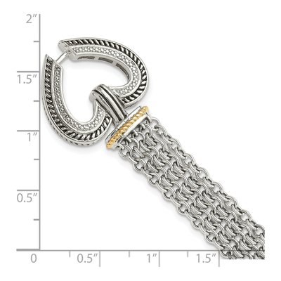 Sterling Silver & 14K Gold Diamond Heart Bracelet – view 4