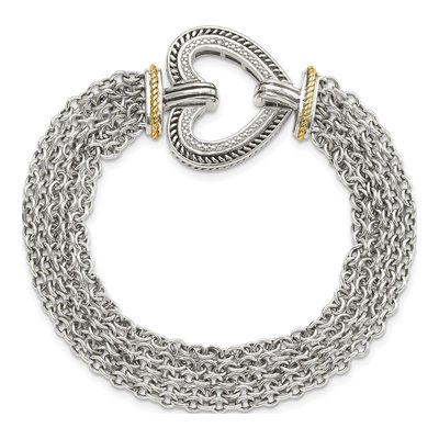 Sterling Silver & 14K Gold Diamond Heart Bracelet – view 5