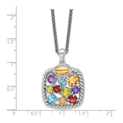 Sterling Silver & 14K Gold Citrine & Amethyst Multi-Gemstone Pendant Necklace – view 3