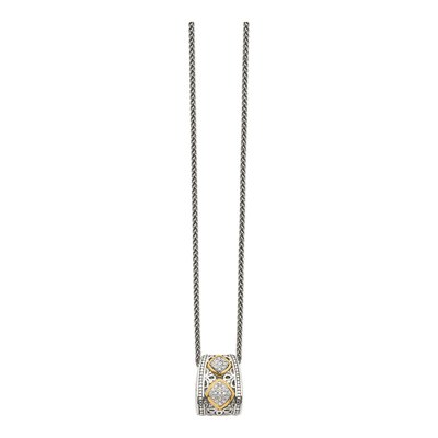 Sterling Silver & 14K Gold 1/10 ct tw Diamond Antiqued Pendant Necklace – view 3