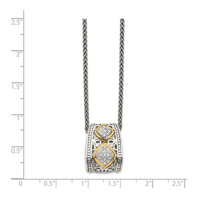 Sterling Silver & 14K Gold 1/10 ct tw Diamond Antiqued Pendant Necklace – view 4