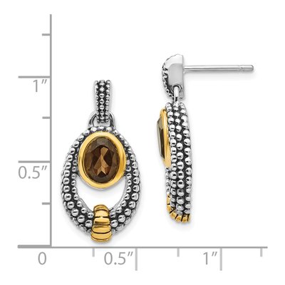 Gold-Plated Sterling Silver Smoky Quartz Dangle Earrings – view 5