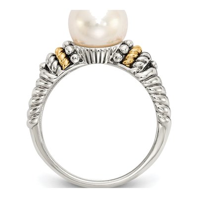 Sterling Silver & 14K Gold Freshwater Cultured Pearl Ring – view 2