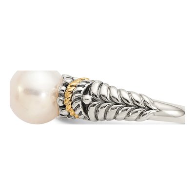 Sterling Silver & 14K Gold Freshwater Cultured Pearl Ring – view 3