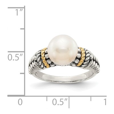 Sterling Silver & 14K Gold Freshwater Cultured Pearl Ring – view 4