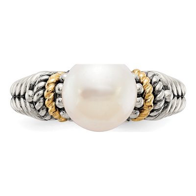 Sterling Silver & 14K Gold Freshwater Cultured Pearl Ring – view 5