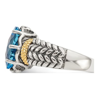 Sterling Silver & 14K Gold Swiss Blue Topaz Ring – view 4
