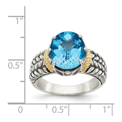 Sterling Silver & 14K Gold Swiss Blue Topaz Ring – view 5