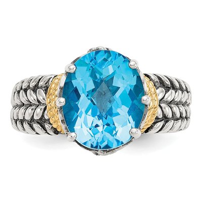 Sterling Silver & 14K Gold Swiss Blue Topaz Ring – view 6