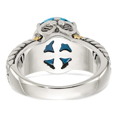 Sterling Silver & 14K Gold Swiss Blue Topaz Ring – view 7