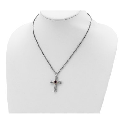 Sterling Silver & 14K Gold Amethyst Cross Necklace – view 5