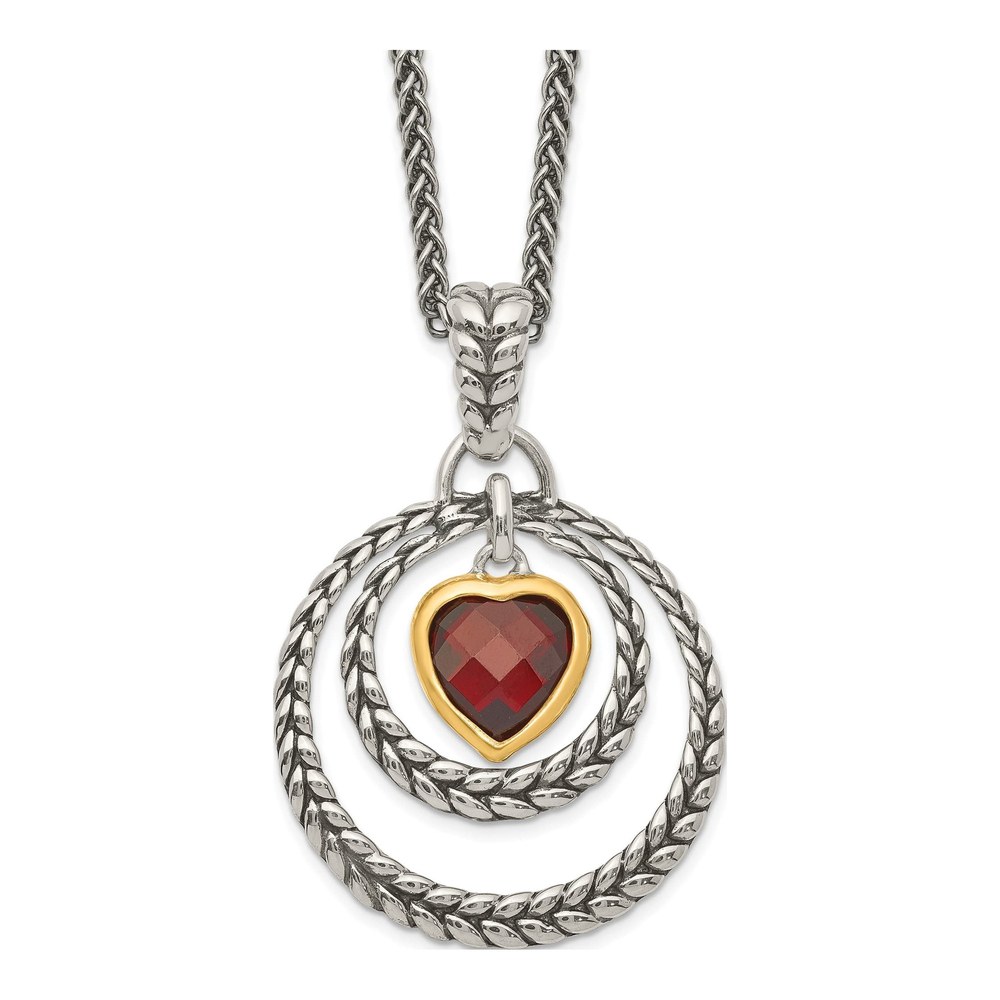 Gold-Plated Sterling Silver Garnet Heart Necklace