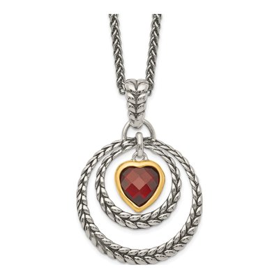 Gold-Plated Sterling Silver Garnet Heart Necklace