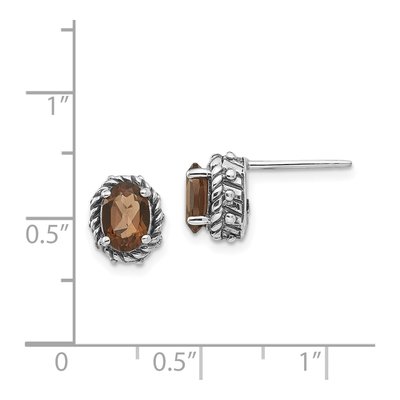 Sterling Silver Smoky Quartz Oval Stud Earrings – view 5