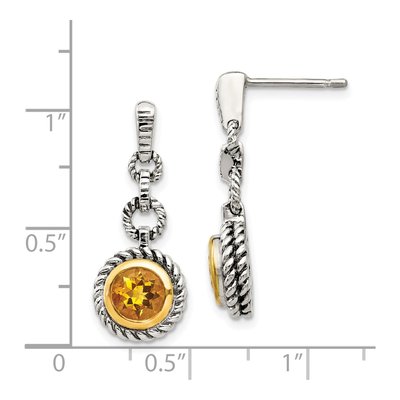 Gold-Plated Sterling Silver Citrine Bezel Dangle Earrings – view 5