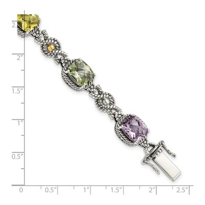 Sterling Silver & 14K Multi-Quartz Cushion Bracelet – view 3