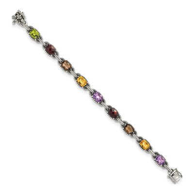 Sterling Silver Peridot & Garnet Multi-Gemstone Cushion Bracelet – view 2