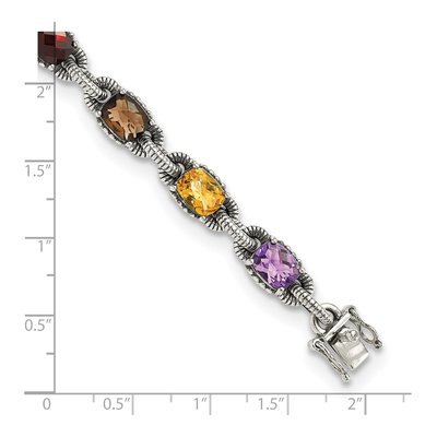 Sterling Silver Peridot & Garnet Multi-Gemstone Cushion Bracelet – view 3
