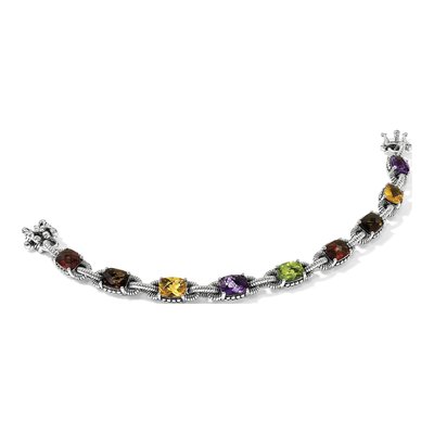 Sterling Silver Peridot & Garnet Multi-Gemstone Cushion Bracelet – view 5
