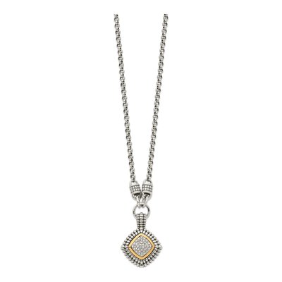 Sterling Silver & 14K Gold 1/5 ct tw Diamond Pendant Necklace – view 2