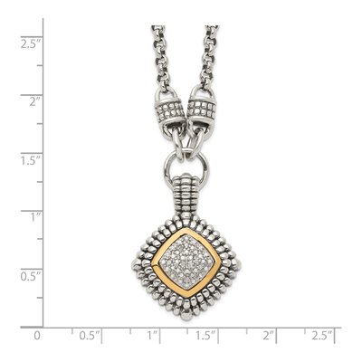 Sterling Silver & 14K Gold 1/5 ct tw Diamond Pendant Necklace – view 3
