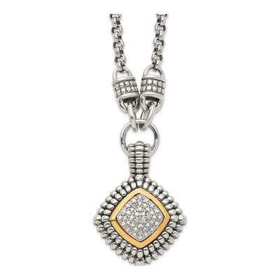 Sterling Silver & 14K Gold 1/5 ct tw Diamond Pendant Necklace
