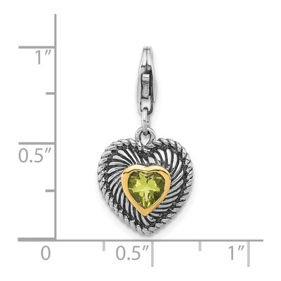 Sterling Silver & 14K Gold Lemon Quartz Lemon Heart Charm – view 4