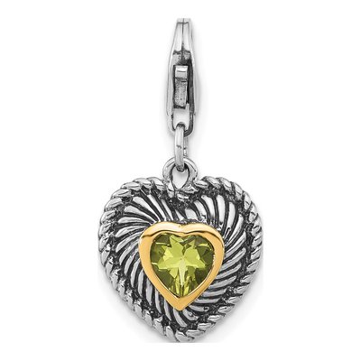 Sterling Silver & 14K Gold Lemon Quartz Lemon Heart Charm