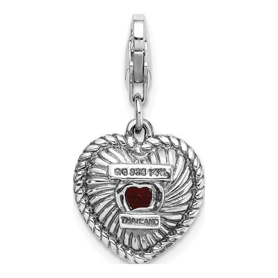 Sterling Silver & 14K Gold Garnet Heart Charm – view 4