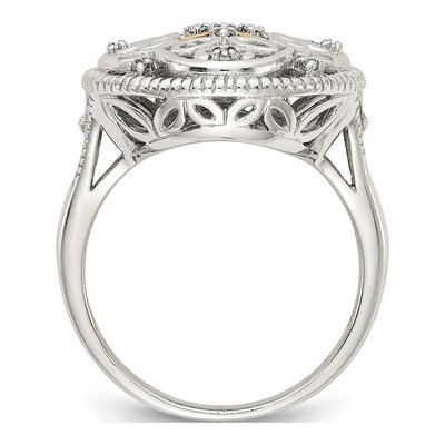 Sterling Silver & 14K Gold Diamond Vintage Ring – view 3