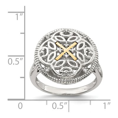 Sterling Silver & 14K Gold Diamond Vintage Ring – view 5