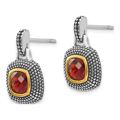 Gold-Plated Sterling Silver Garnet Dangle Earrings – view 3