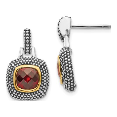 Gold-Plated Sterling Silver Garnet Dangle Earrings