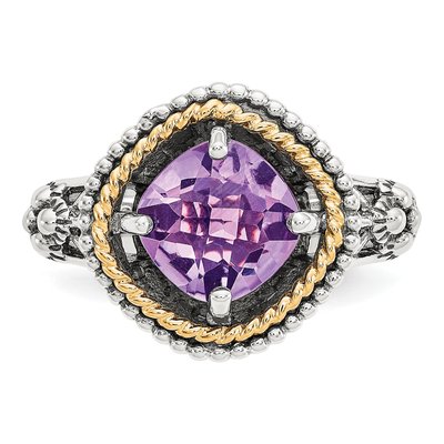 Sterling Silver & 14K Gold Amethyst Ring – view 6