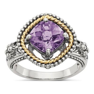 Sterling Silver & 14K Gold Amethyst Ring