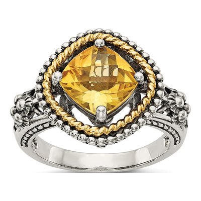 Sterling Silver & 14K Gold Citrine Ring