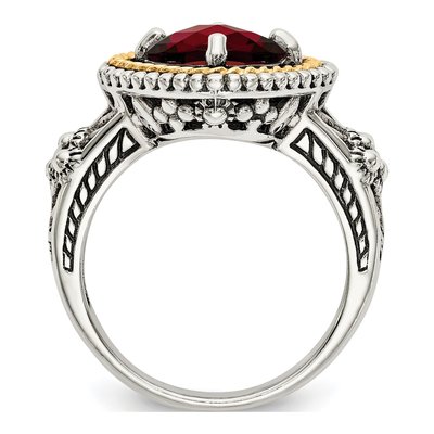 Sterling Silver & 14K Gold Garnet Ring – view 3