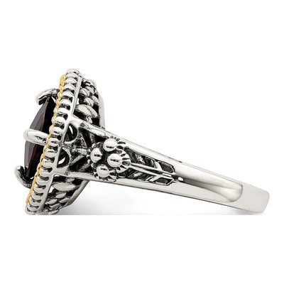 Sterling Silver & 14K Gold Garnet Ring – view 4
