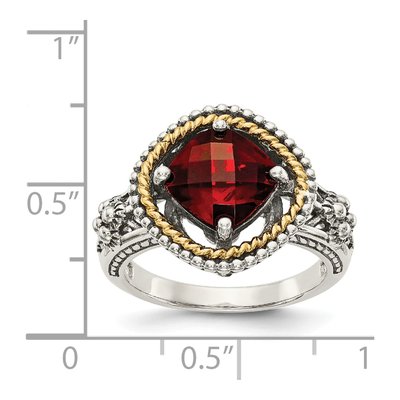 Sterling Silver & 14K Gold Garnet Ring – view 5