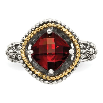 Sterling Silver & 14K Gold Garnet Ring – view 6