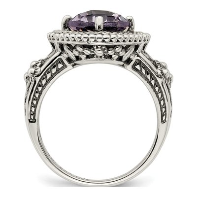 Sterling Silver & 14K Gold Rose de France Amethyst Cushion Ring – view 3