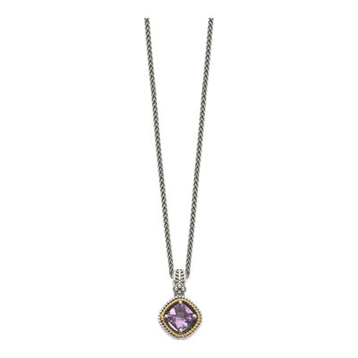 Sterling Silver & 14K Gold Amethyst Pendant Necklace – view 3