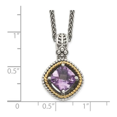 Sterling Silver & 14K Gold Amethyst Pendant Necklace – view 4