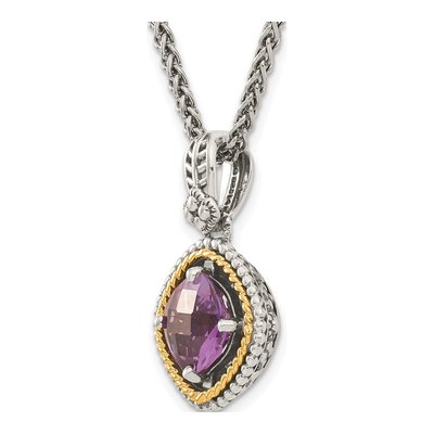 Sterling Silver & 14K Gold Amethyst Pendant Necklace – view 6
