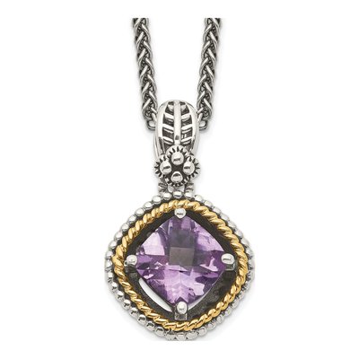 Sterling Silver & 14K Gold Amethyst Pendant Necklace