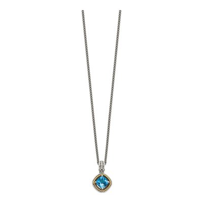 Sterling Silver & 14K Gold Swiss Blue Topaz Pendant Necklace – view 3