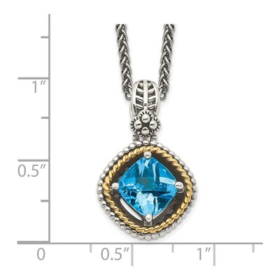 Sterling Silver & 14K Gold Swiss Blue Topaz Pendant Necklace – view 4