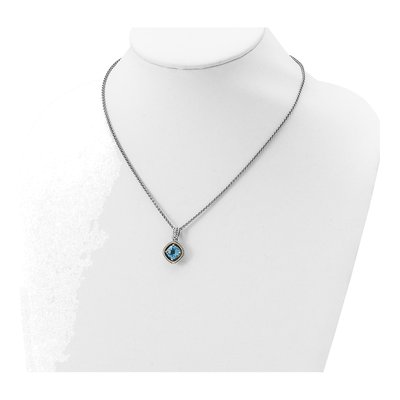 Sterling Silver & 14K Gold Swiss Blue Topaz Pendant Necklace – view 5
