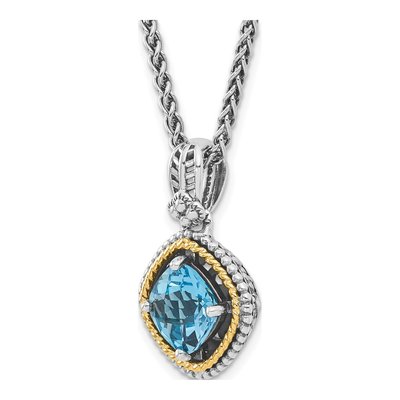 Sterling Silver & 14K Gold Swiss Blue Topaz Pendant Necklace – view 6